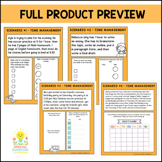 Executive Functioning Skills: "Time Management" Scenarios & Activities