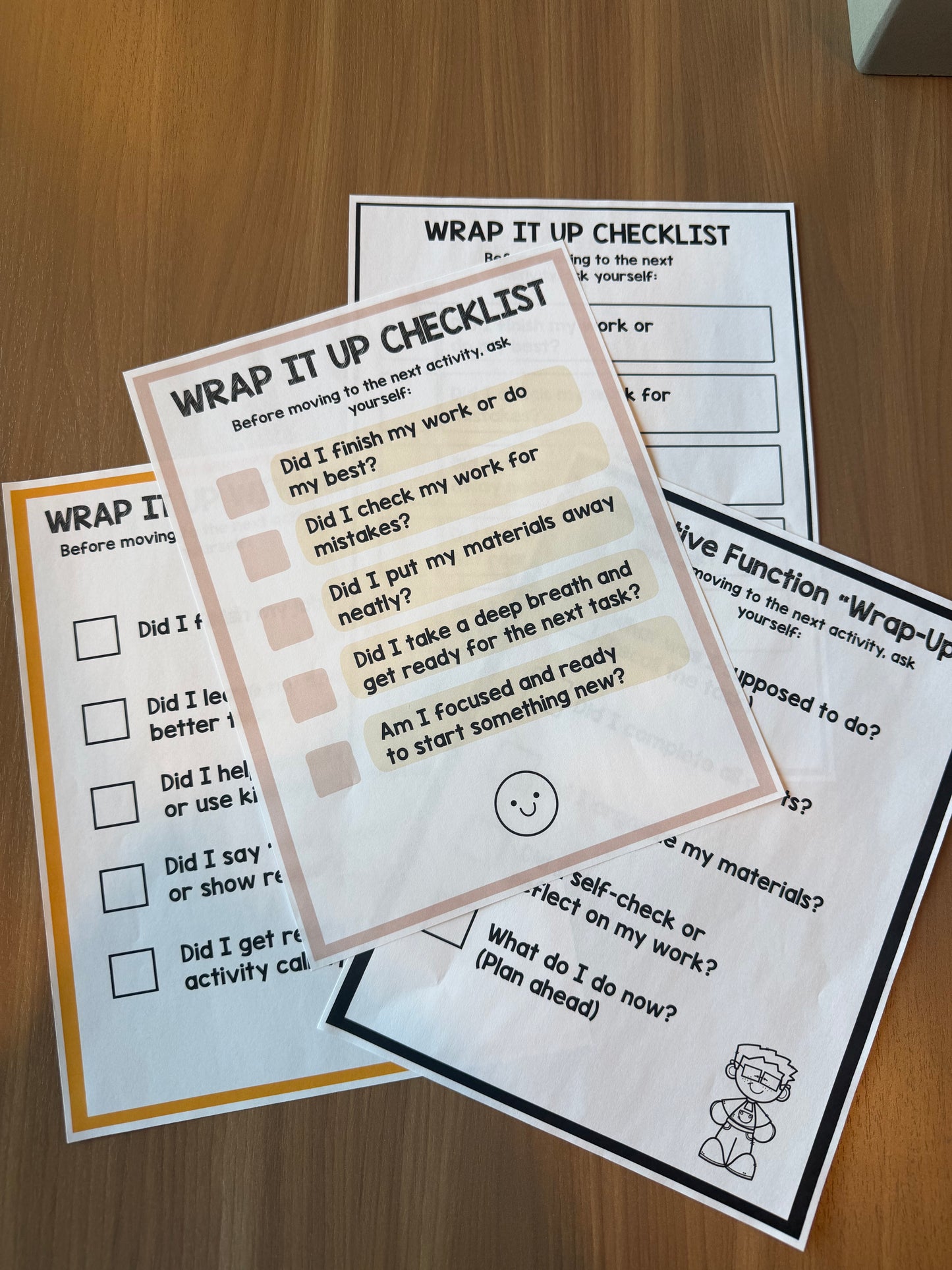 Executive Functioning Wrap-Up Checklists Printable | Task Transition Tools