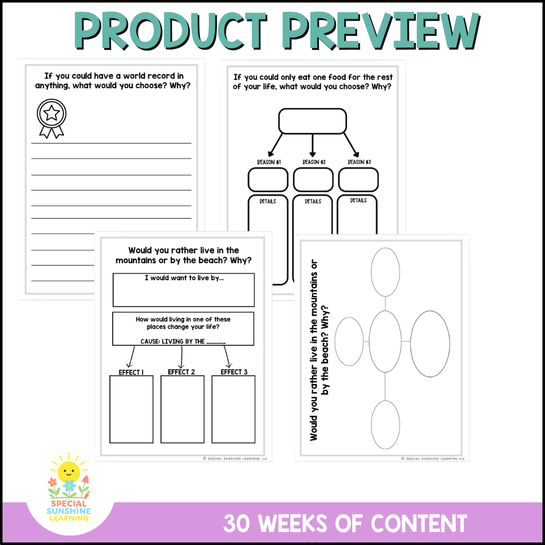 Writing Prompts with Graphic Organizers & Templates | 30 WEEKS OF LEARNING