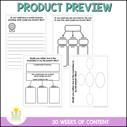 Writing Prompts with Graphic Organizers & Templates | 30 WEEKS OF LEARNING