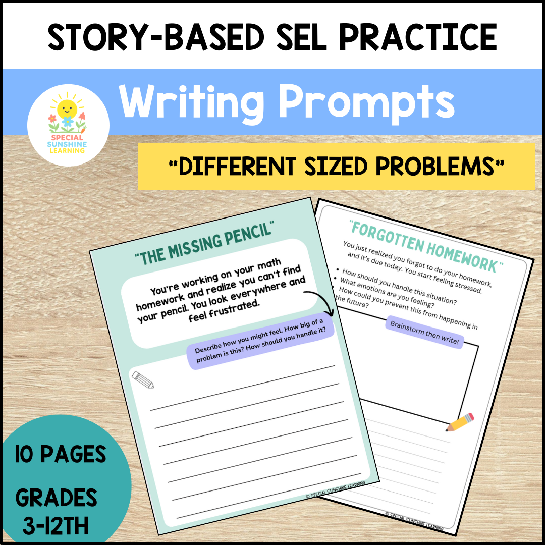 Story-Based SEL Writing Prompts "Different Sized Problems" | Grades 3–12