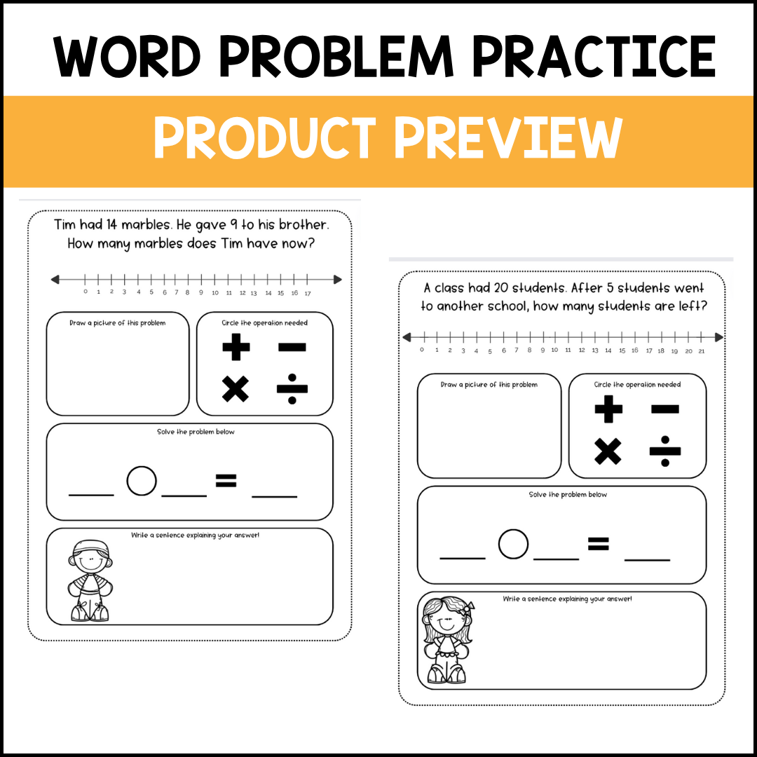 Word Problem Practice Scaffolded (Add & Subtract within 20)