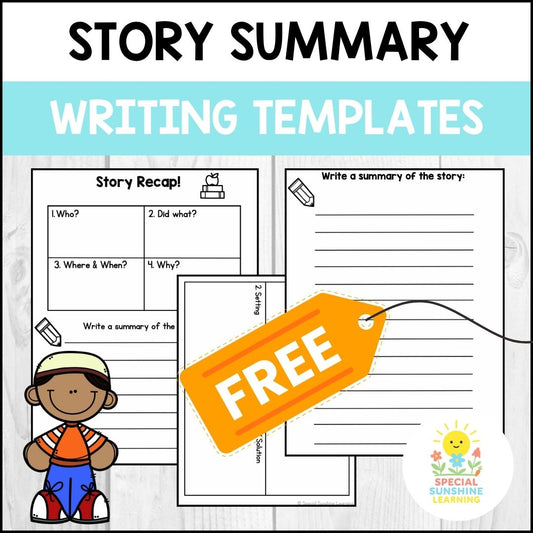 Story Summary Writing Templates | Graphic Organizers W Questions FREEBIE