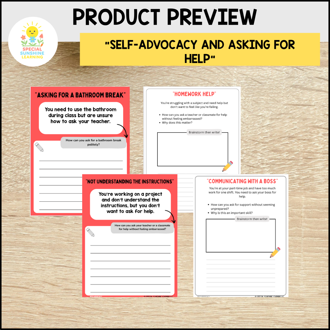 Story-Based SEL Writing Prompts "Self-Advocacy” | Grades 3–12