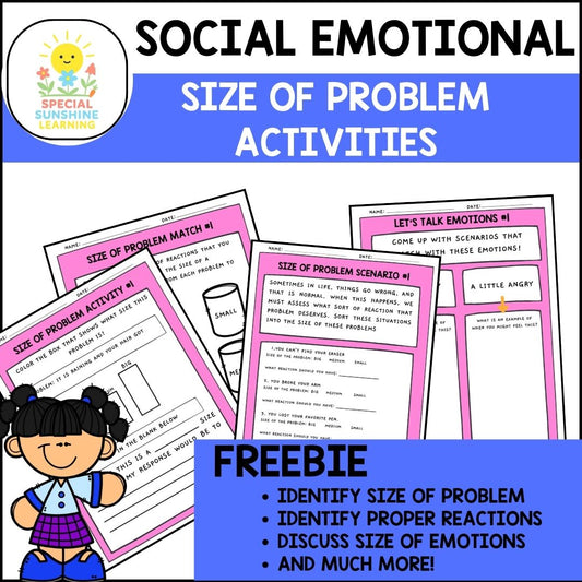 SEL: 'Size of Problem' Social Emotional Activities FREEBIE