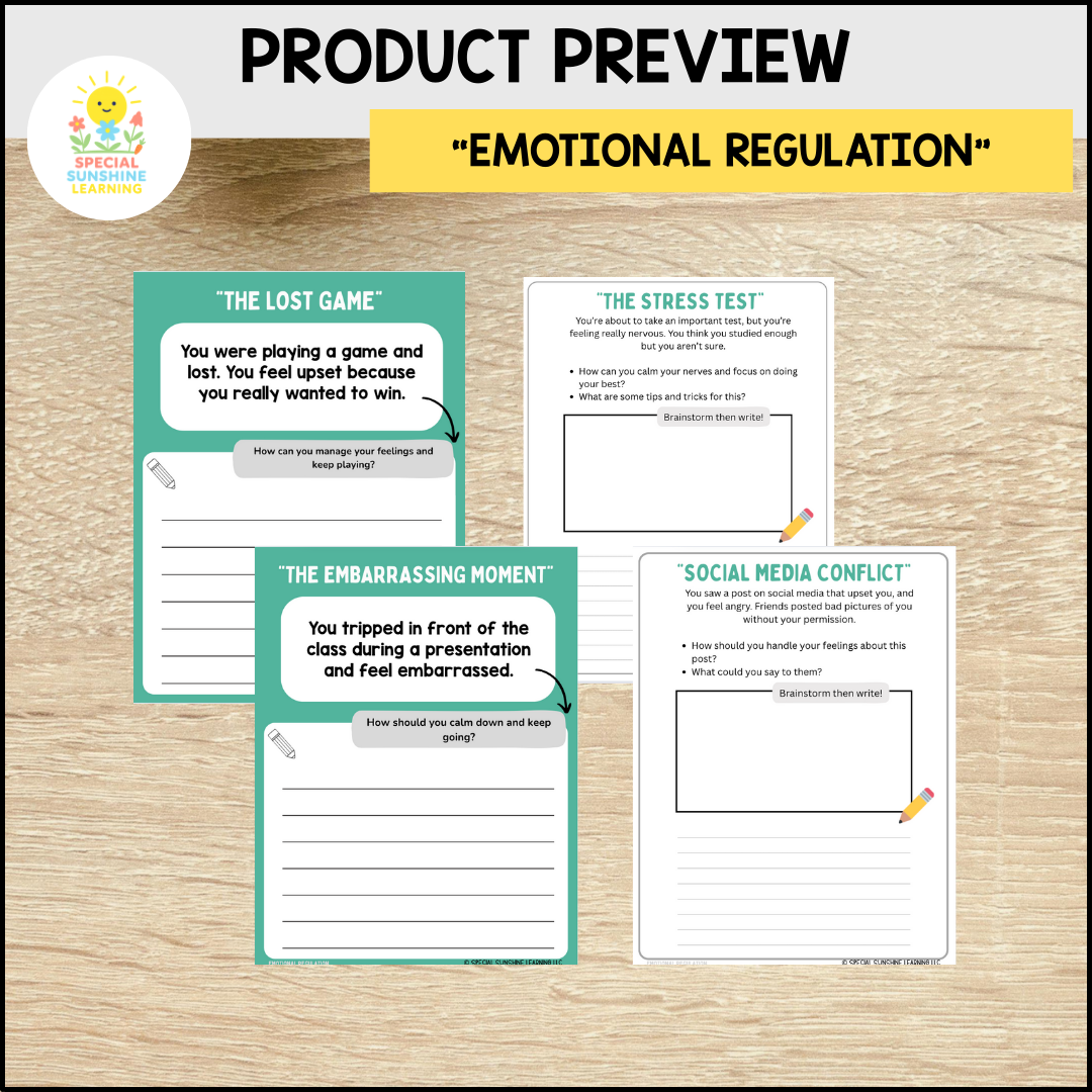 Story-Based SEL Writing Prompts "Emotional Regulation” | Grades 3–12