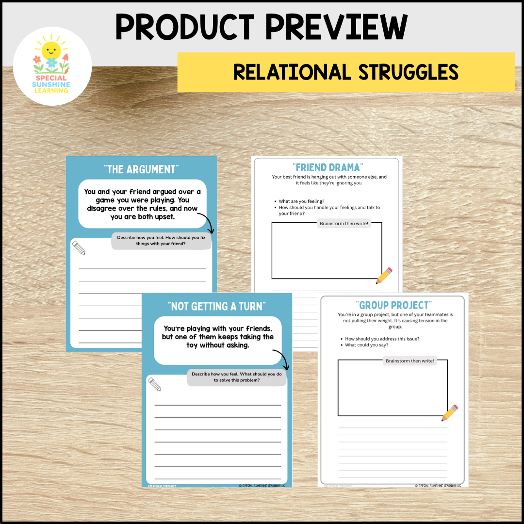 Story-Based SEL Writing Prompts "Relational Struggles” | Grades 3–12