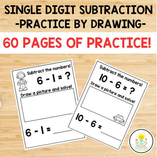 Single Digit Subtraction – Practice by Drawing | Hands-On Math | K–2 FREEBIE