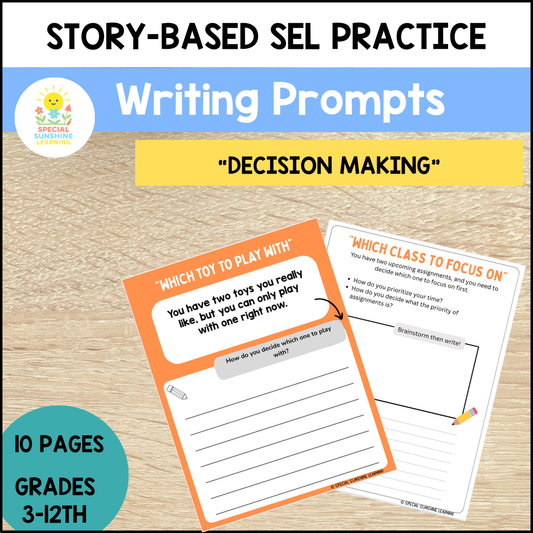 Story-Based SEL Writing Prompts "Emotional Regulation” | Grades 3–12