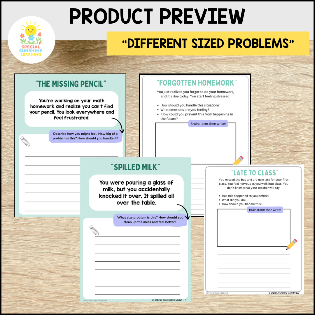 Story-Based SEL Writing Prompts "Different Sized Problems" | Grades 3–12