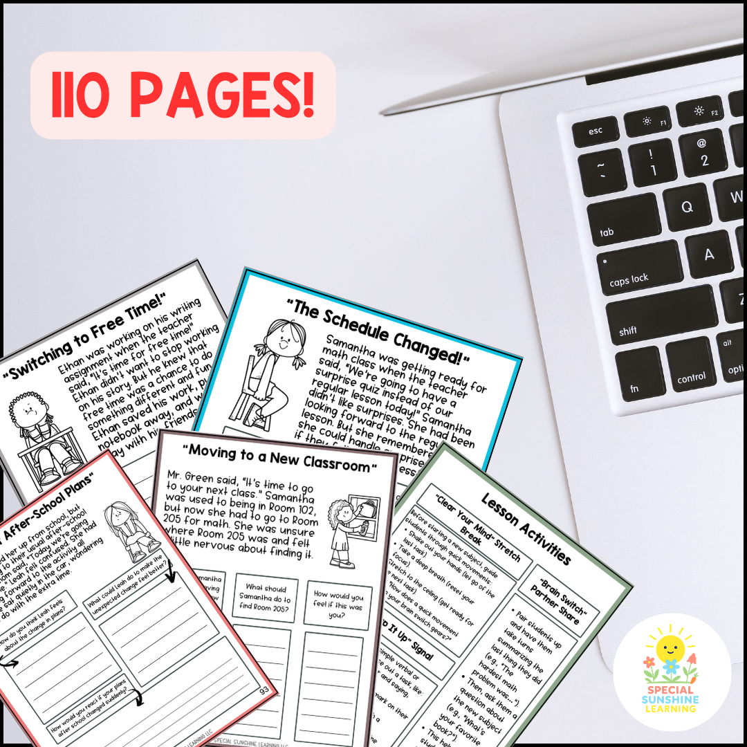 Managing Transitions & Change – Social Stories and SEL Lessons Bundle | 10+ WEEKS!