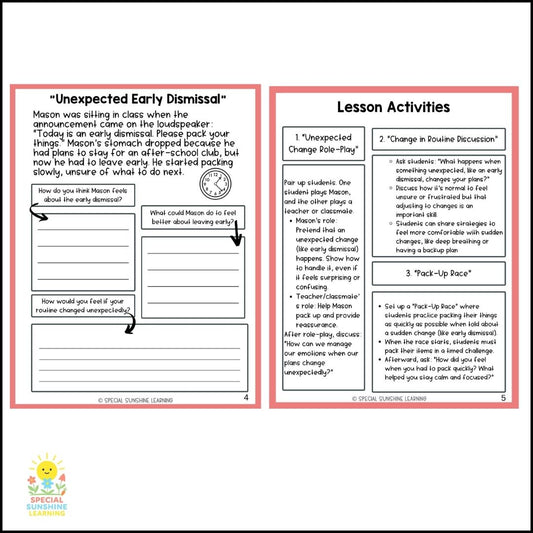 "Handling Changes in Routine" – Managing Change Stories & SEL Lessons | FREEBIE