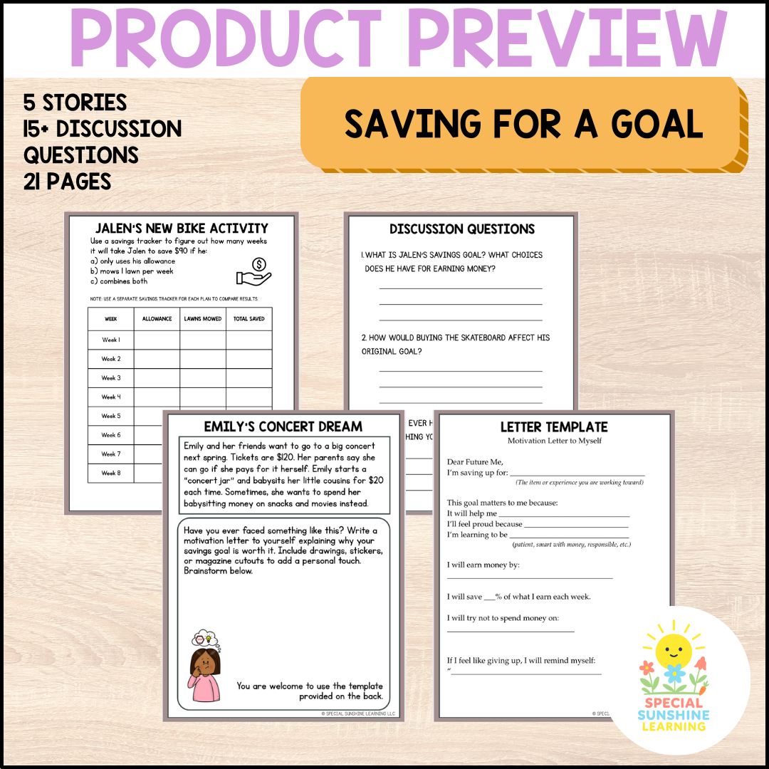 "Saving For A Goal" | Budgeting & Smart Money Choices Packet | Grades 3–6