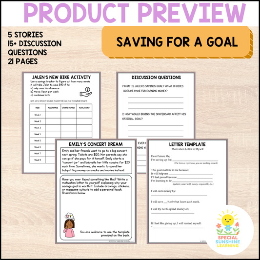 "Saving For A Goal" | Budgeting & Smart Money Choices Packet | Grades 3–6
