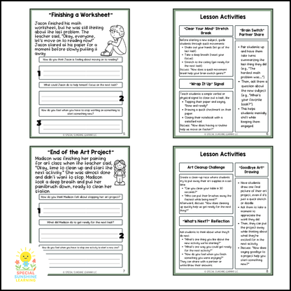 "Finishing One Task & Starting Another " – Managing Change Social Stories & SEL Lessons