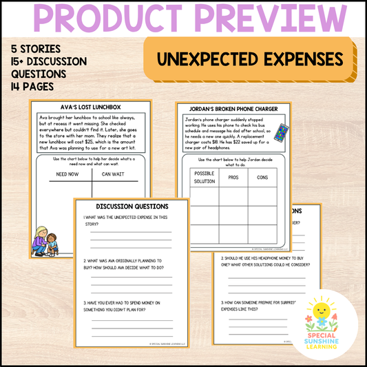 "Unexpected Expenses" | Budgeting & Smart Money Choices Packet | Grades 3–6