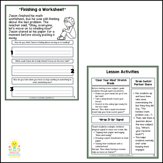"Finishing One Task and Starting Another" – Managing Change Stories & SEL Lessons | FREEBIE
