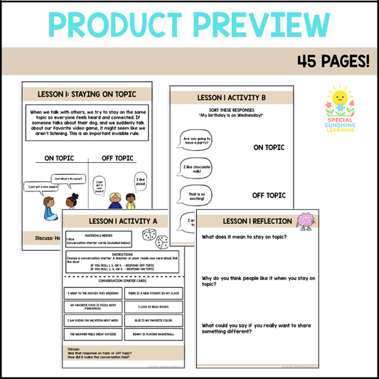 Invisible Rules of Conversation FREEBIE | Social Skills Lessons + Activities