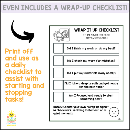 "Finishing One Task & Starting Another " – Managing Change Social Stories & SEL Lessons