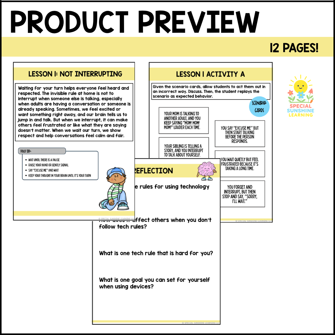 Invisible Rules at Home FREEBIE | Social Skills Lessons + Activities