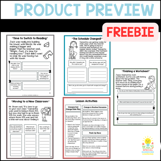 Managing Transitions & Change – Social Stories & SEL Lessons | FREEBIE BUNDLE