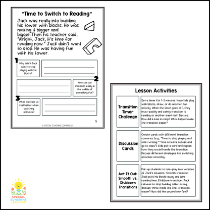 "Starting a New Activity" – Managing Change Social Stories & SEL Lessons FREEBIE