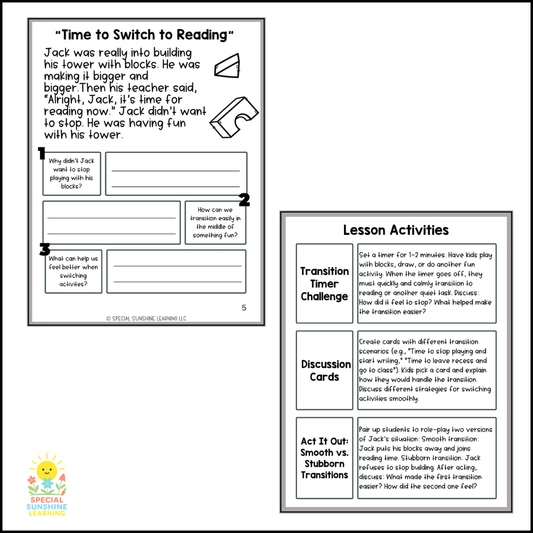 "Starting a New Activity" – Managing Change Social Stories & SEL Lessons FREEBIE