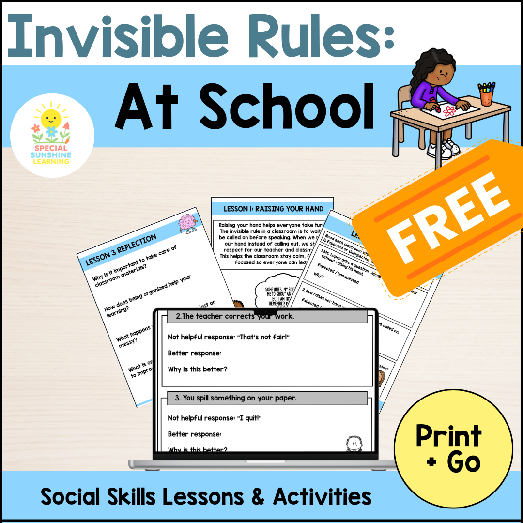 Invisible Rules at School FREEBIE | Social Skills Lessons + Activities