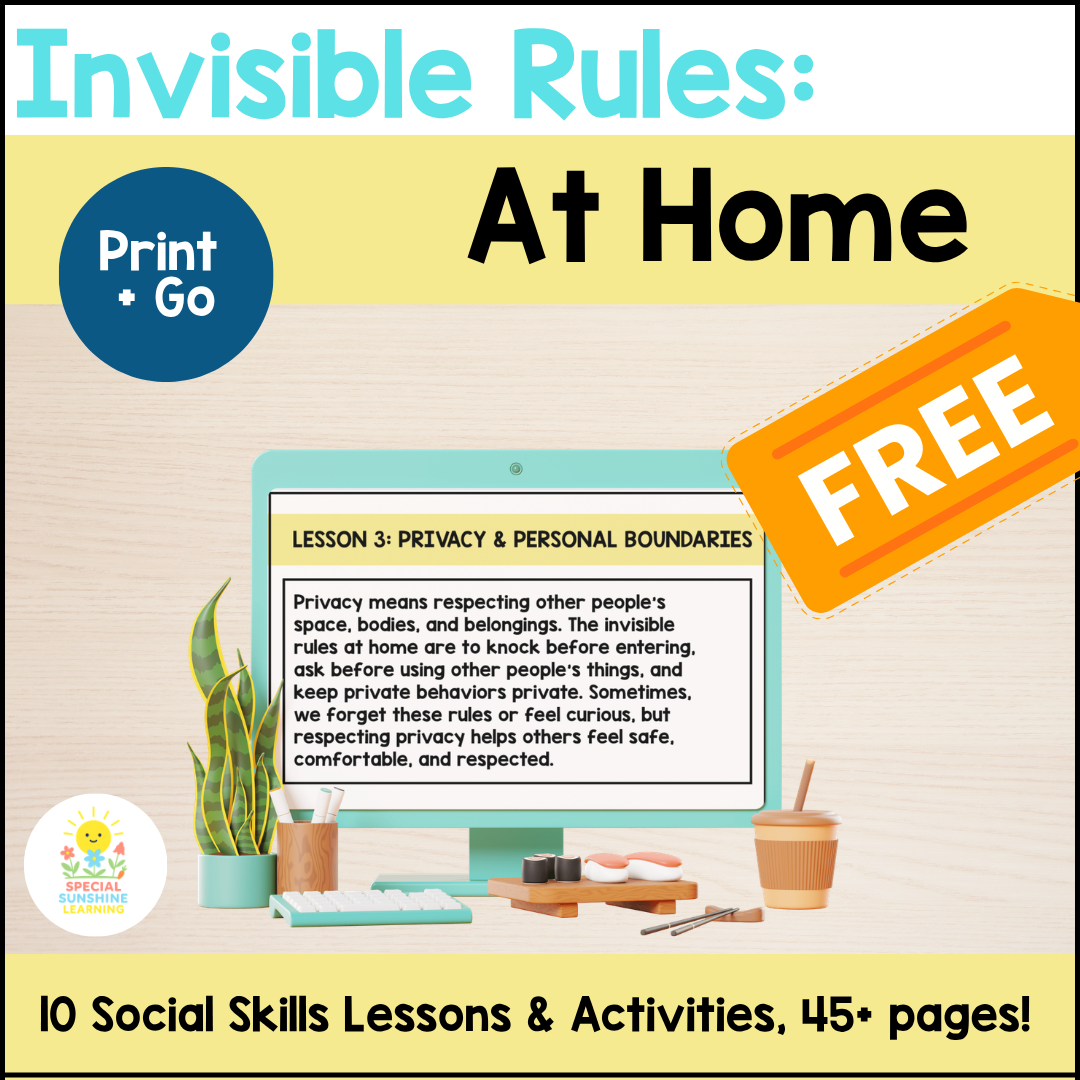 Invisible Rules at Home FREEBIE | Social Skills Lessons + Activities