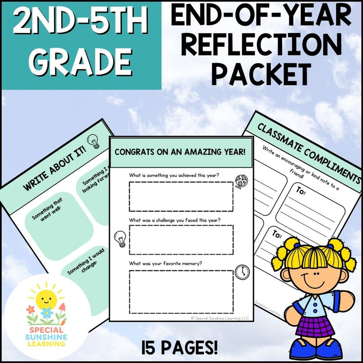End-of-Year Reflection Writing Activities | Printable Packet – Special ...