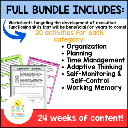 Executive Functioning Skills: Activities and Scenarios | 24 WEEK PACK