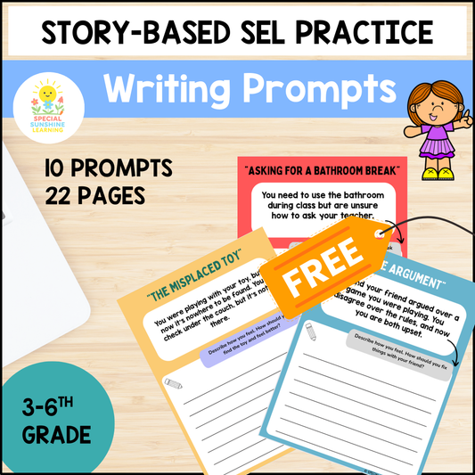 Story-Based SEL Writing Prompts for Grades 3-6th FREEBIE | SEL & Problem Solving