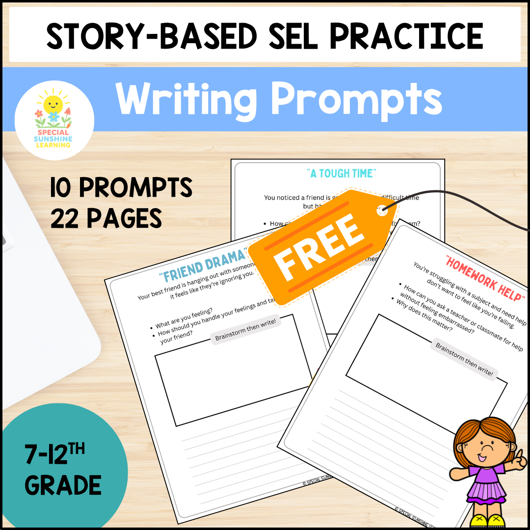Story-Based SEL Writing Prompts for Grades 7-12 FREEBIE | SEL & Problem Solving