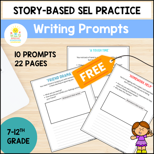 Story-Based SEL Writing Prompts for Grades 7-12 FREEBIE | SEL & Problem Solving