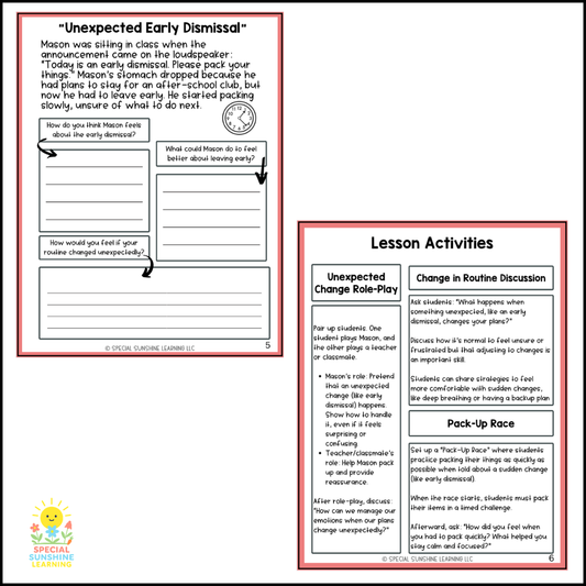 "Handling Changes in Routine" – Managing Change Stories & SEL Lessons | FREEBIE