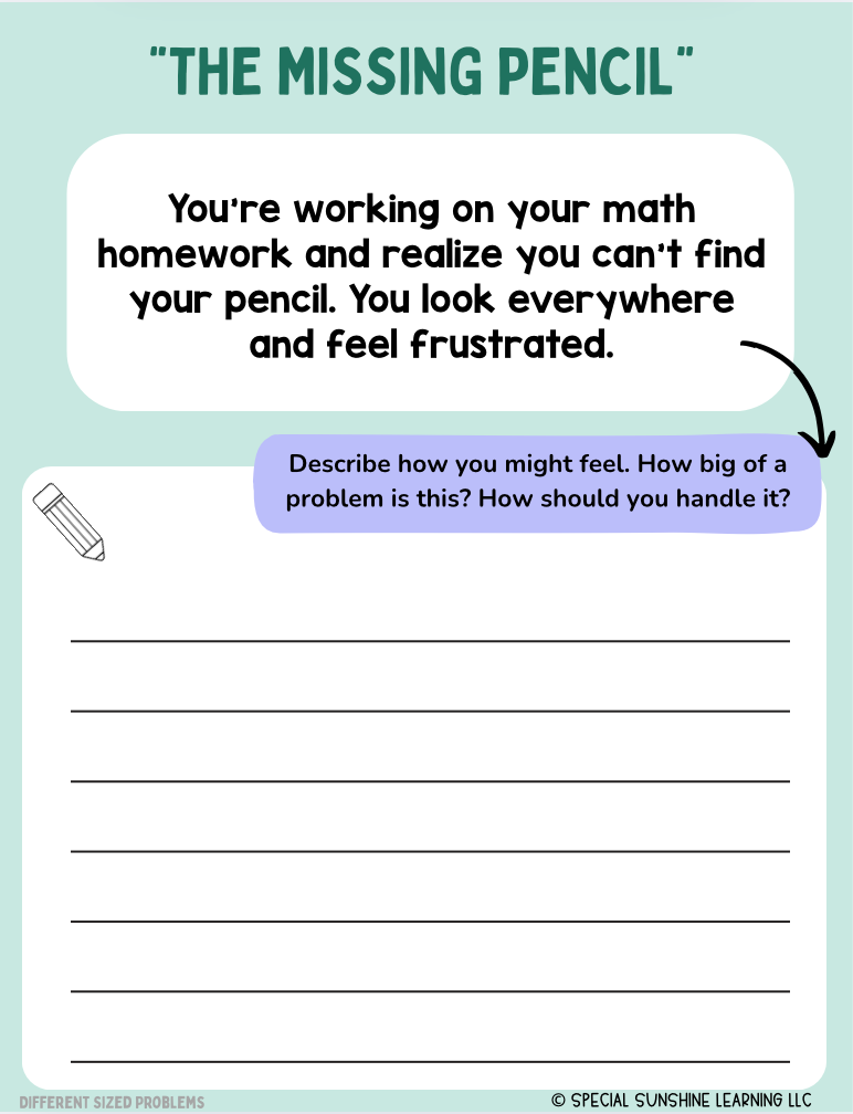 Story-Based SEL Writing Prompts "Different Sized Problems" | Grades 3–12