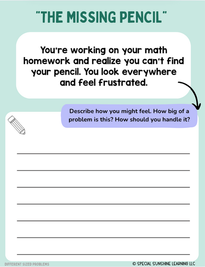 Story-Based SEL Writing Prompts "Different Sized Problems" | Grades 3–12