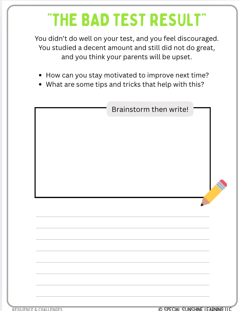 Story-Based SEL Writing Prompts "Resilience & Challenges” | Grades 3–12