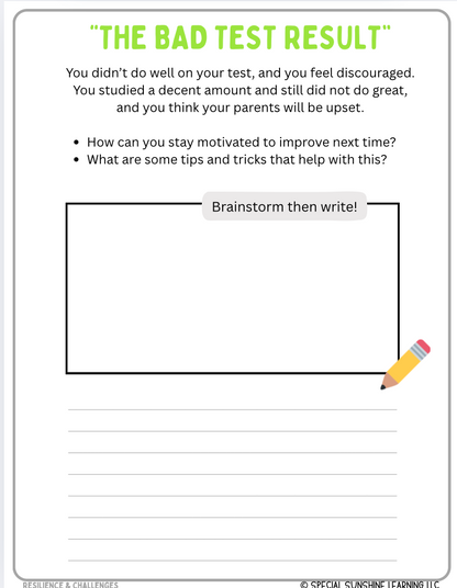 Story-Based SEL Writing Prompts "Resilience & Challenges” | Grades 3–12