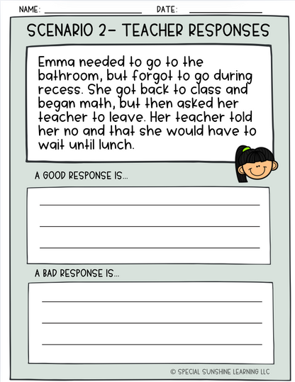 School-Based Social Emotional Skills "Teacher Responses" Activities