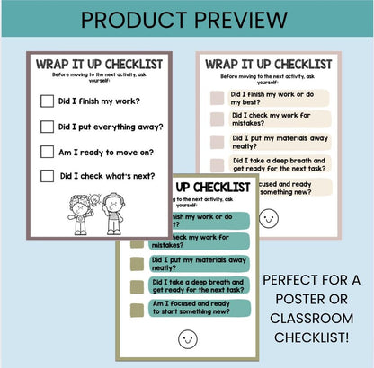 Executive Functioning Wrap-Up Checklists Printable | Task Transition Tools