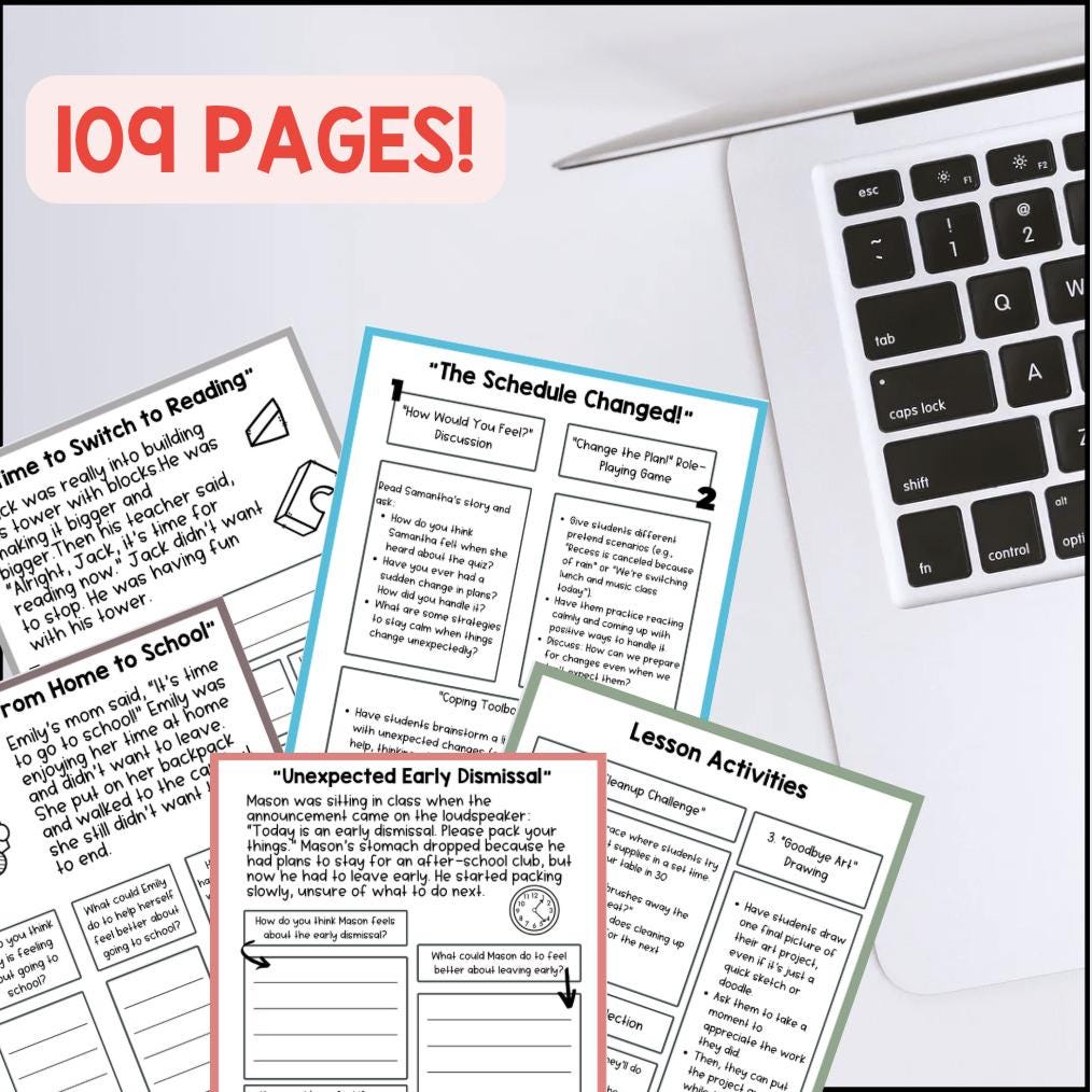 Managing Transitions & Change – Social Stories and SEL Lessons Bundle | 10+ WEEKS!