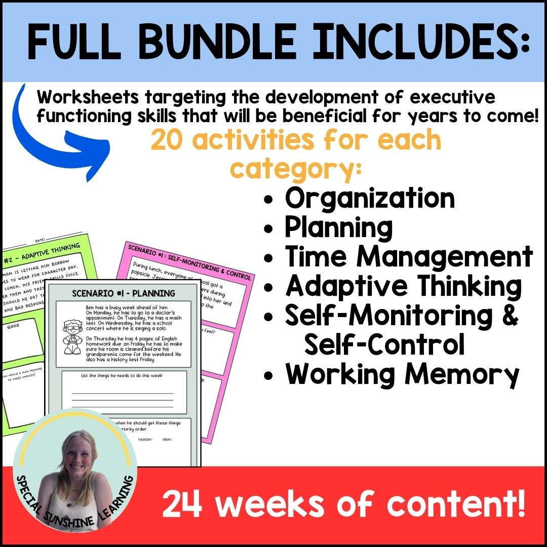 Executive Functioning Skills: "Self-Monitoring & Self-Control" Activities