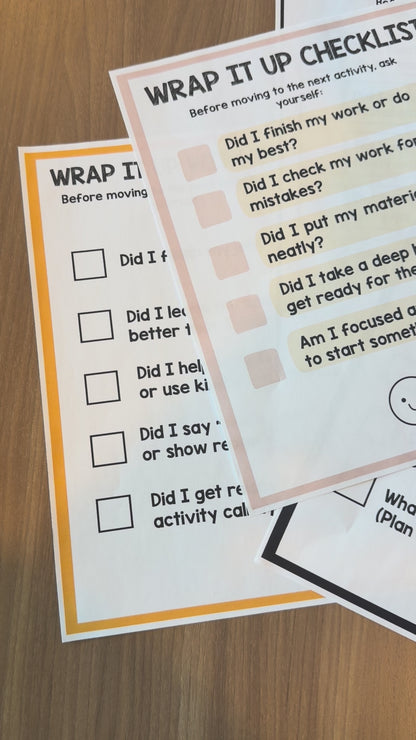 Executive Functioning Wrap-Up Checklists Printable | Task Transition Tools